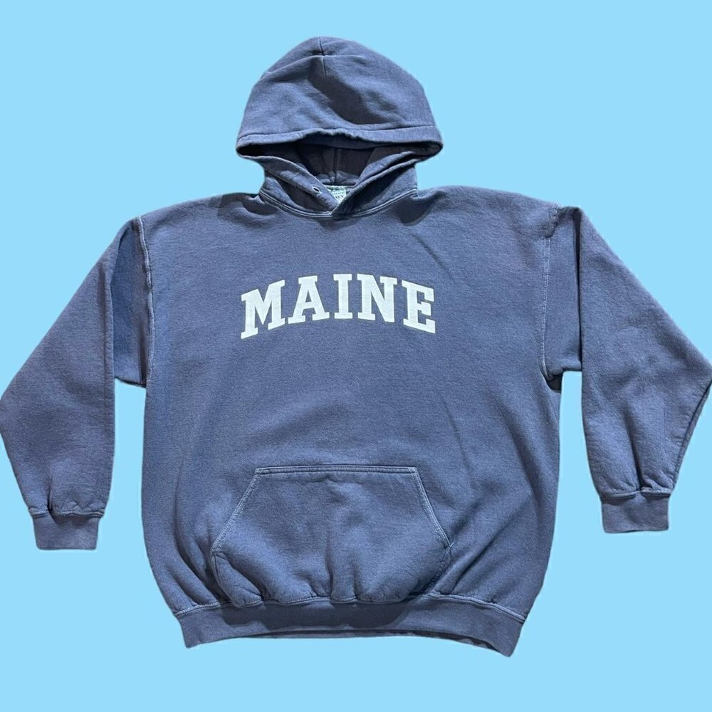 Mens Vintage Maine hoodie sweatshirt Spellout men’s XL - Picture 4 of 7